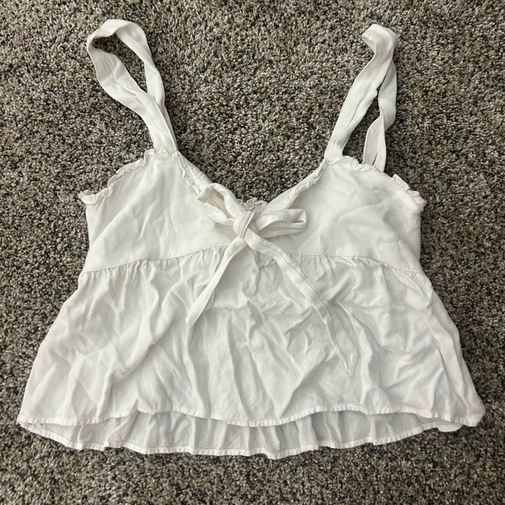 American Eagle White Flowy Crop Top